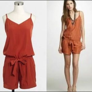 J.Crew rust/burnt orange silk romper